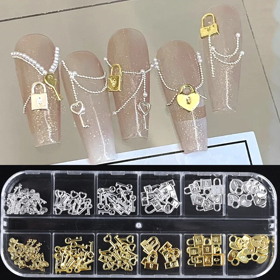 Gold Foil Flakes - 12 Grids Gold Silver Metal Lock