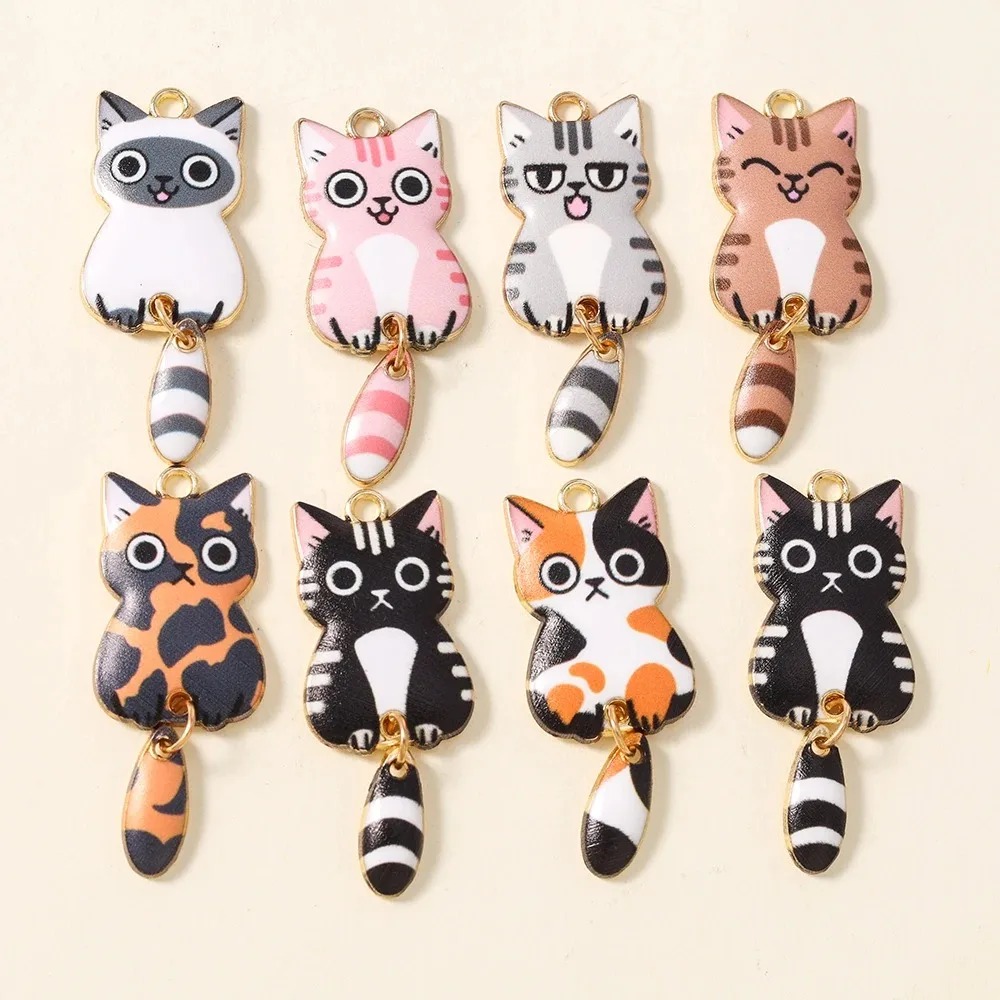 Resin Craft Projects - 10Pcs 16×39mm Cute Cartoon Cat Resin
