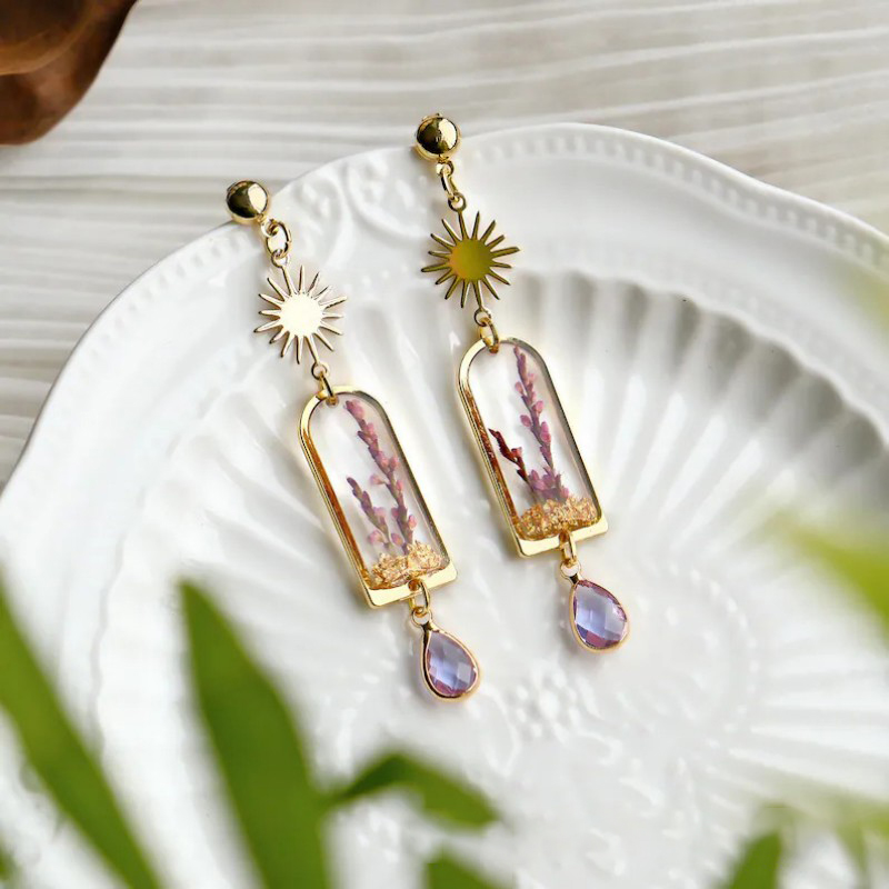 Dried Flower Bulk - Unique Purple Lavender Earrings Handmaking Epoxy