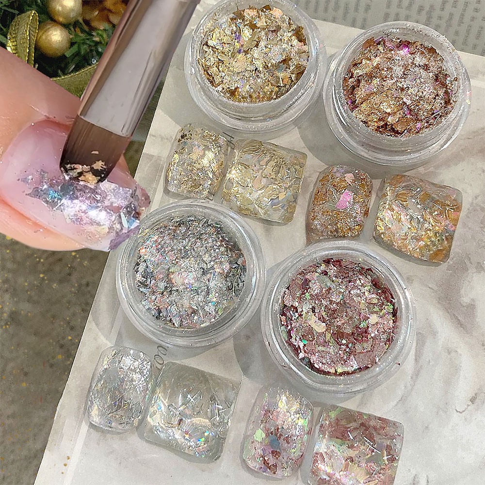 Gold Foil Flakes - 4jars Sparkly Gold Silver Foil Opal