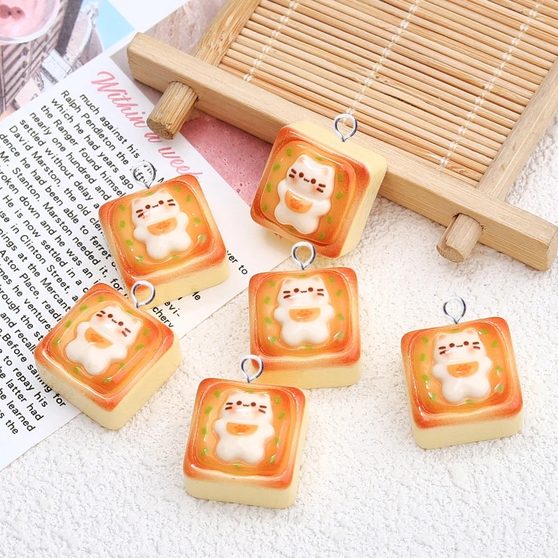 Resin Craft Projects - 10Pcs Kawaii Cat Toast Bread Resin