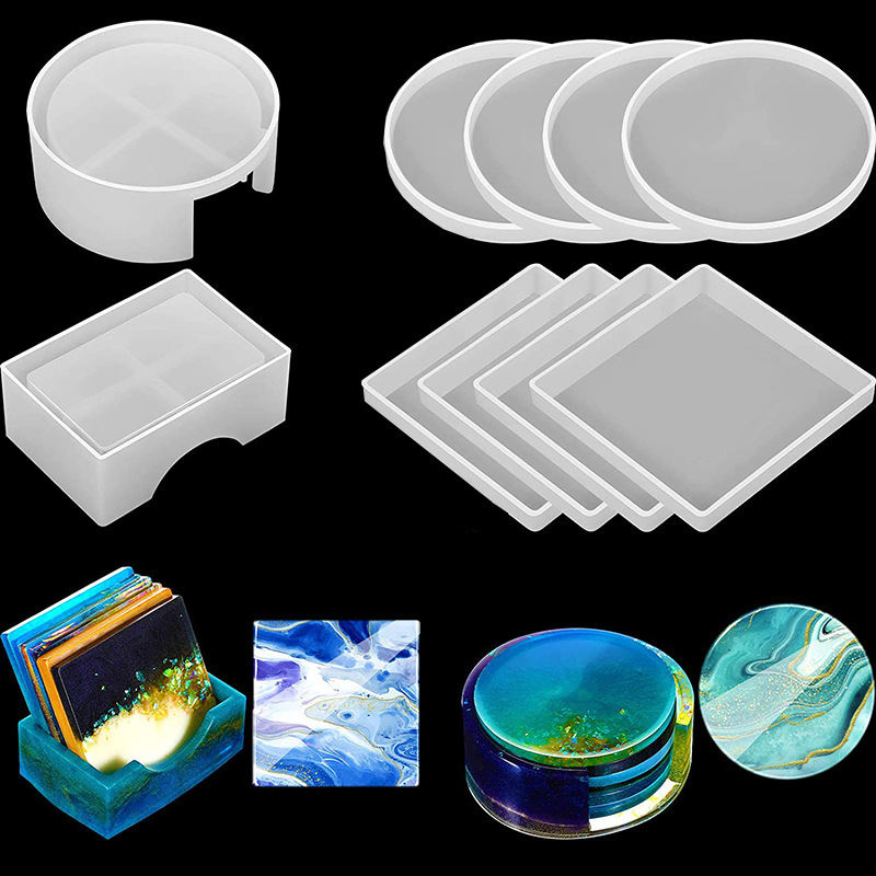 Resin Ocean Wave Mold - Round Square Coaster Silicone Mold DIY