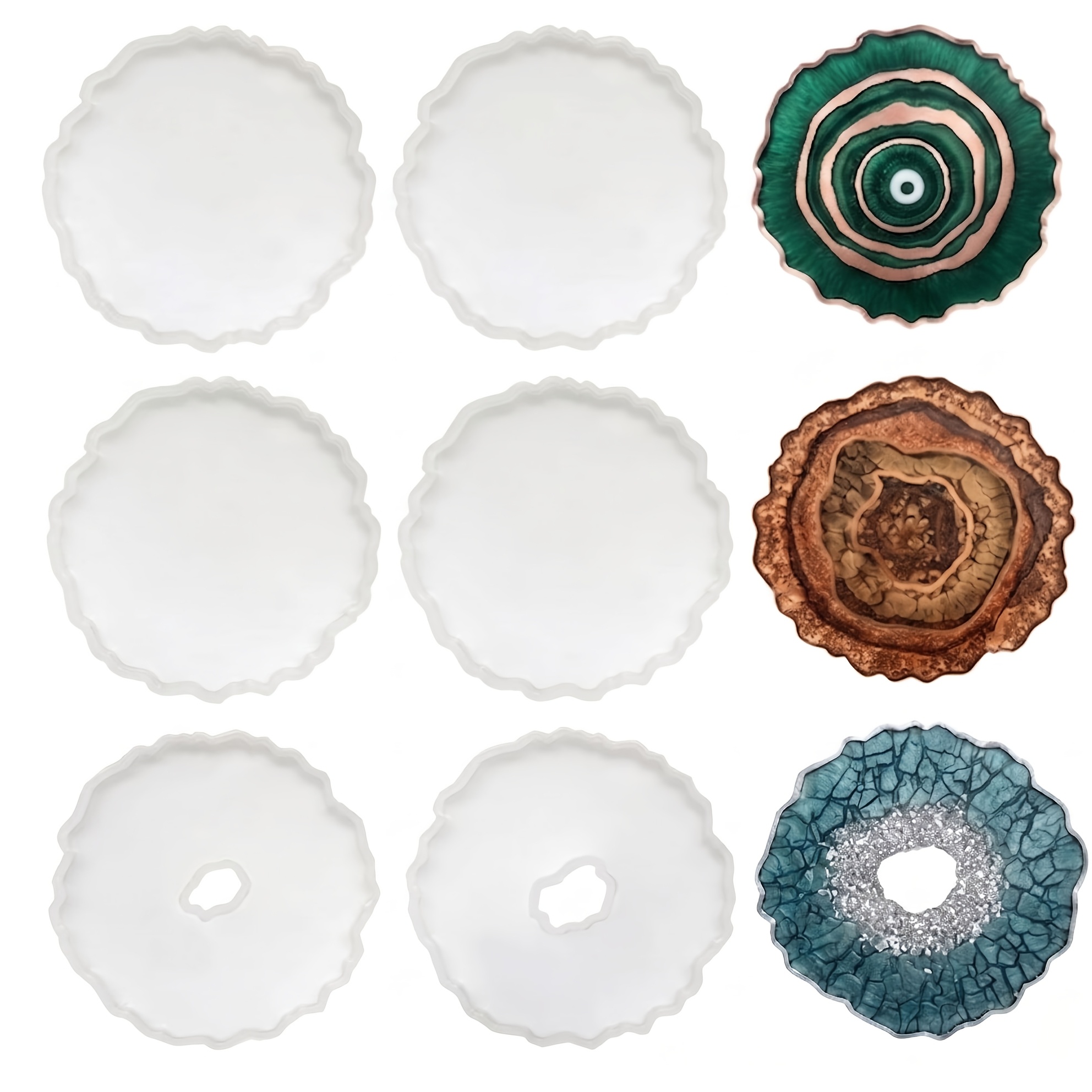 Geode Mold Silicone - 6pcs Irregular Agate Geode Coaster Silicone