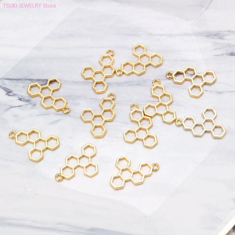 62KE 10x/Set Gold Honeycomb Bl - Bezels Set Pendant recension och pris