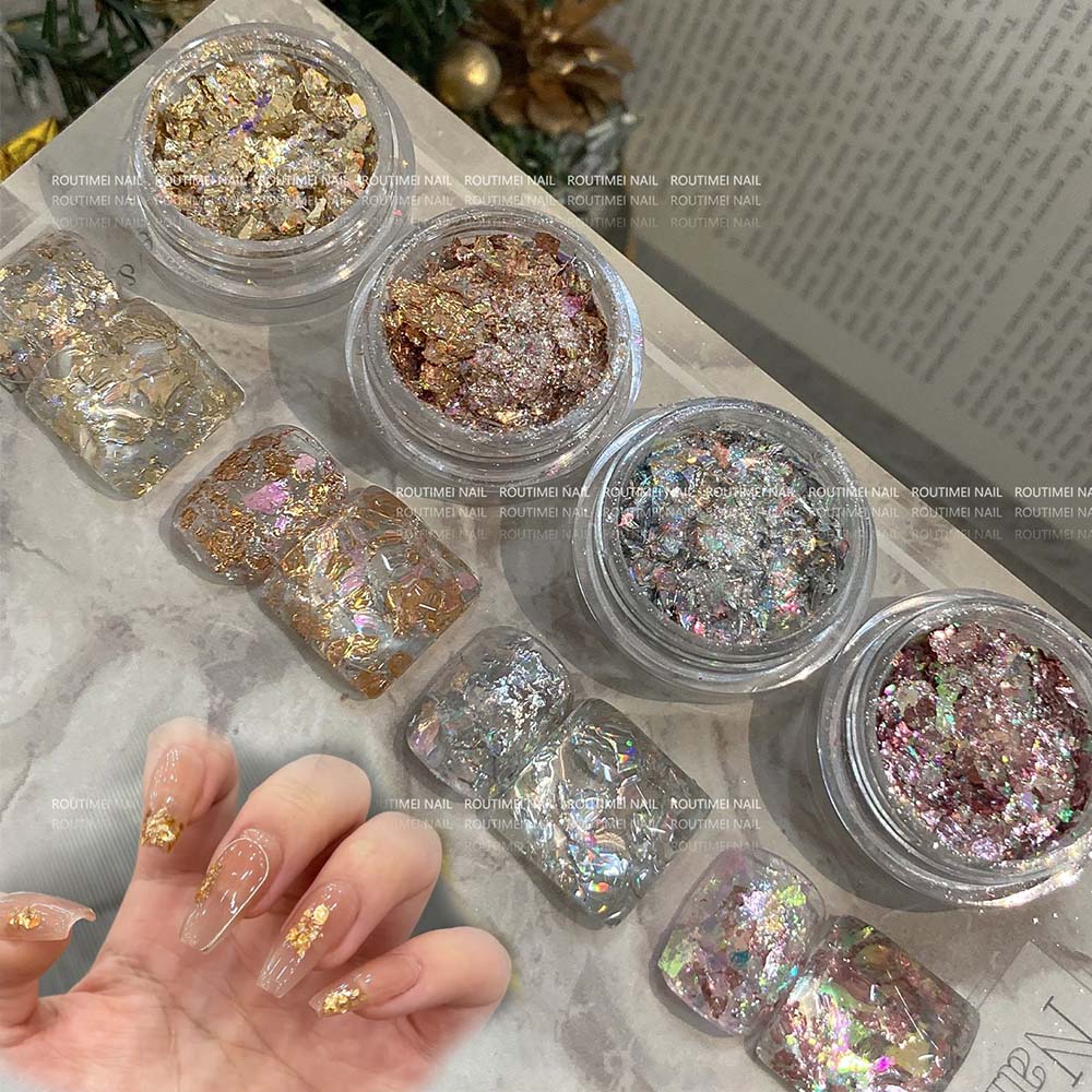 4pcs/Set 3D Rose Gold Silver C - Gold Foil Flakes recension och pris