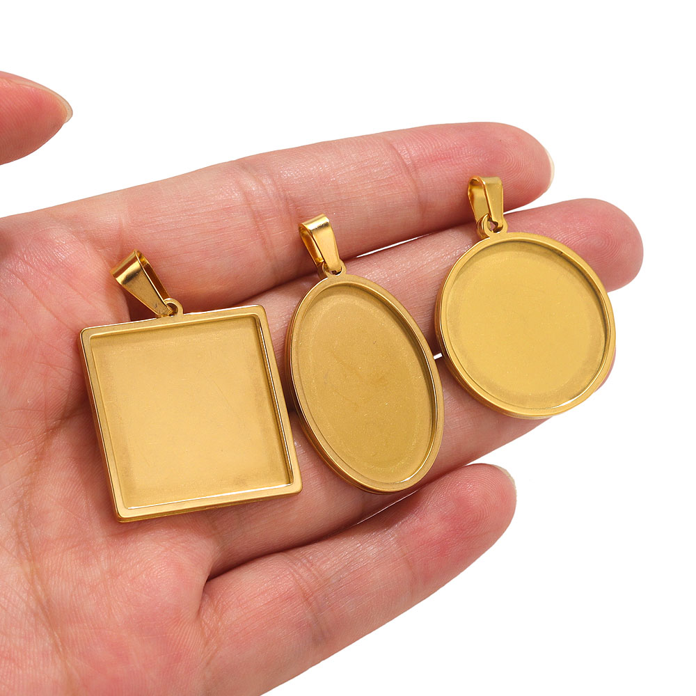 5pcs Stainless Steel Pendant C - Bezels Set Pendant recension och pris