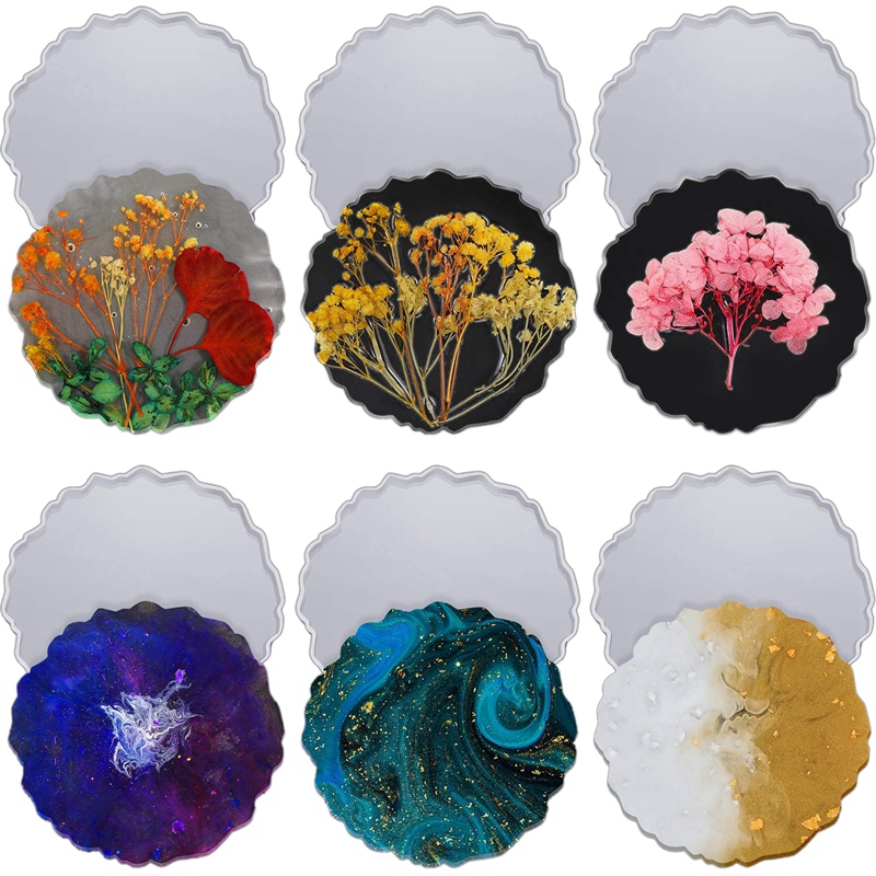 6 Pieces Resin Coaster Mold La - Geode Mold Silicone recension och pris