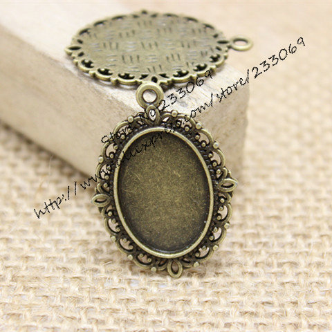 40pcs/lot Antique bronze alloy - Bezels Set Pendant recension och pris