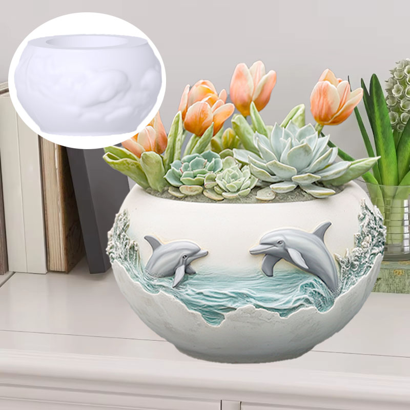 Couple dolphin relief succulen - Resin Ocean Wave Mold recension och pris