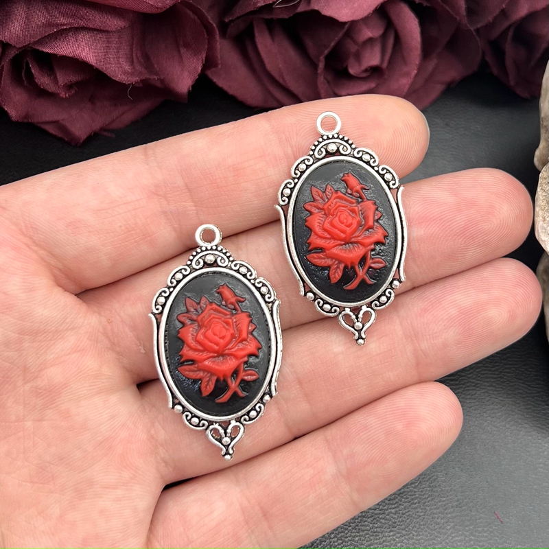 4pcs Gothic Red Rose Cameo Cha - Flower Preservation Resin recension och pris